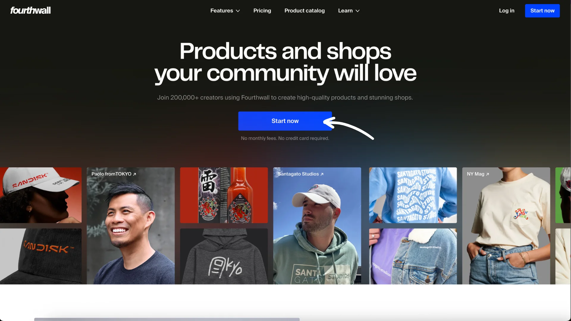 Click Start now on Fourthwall