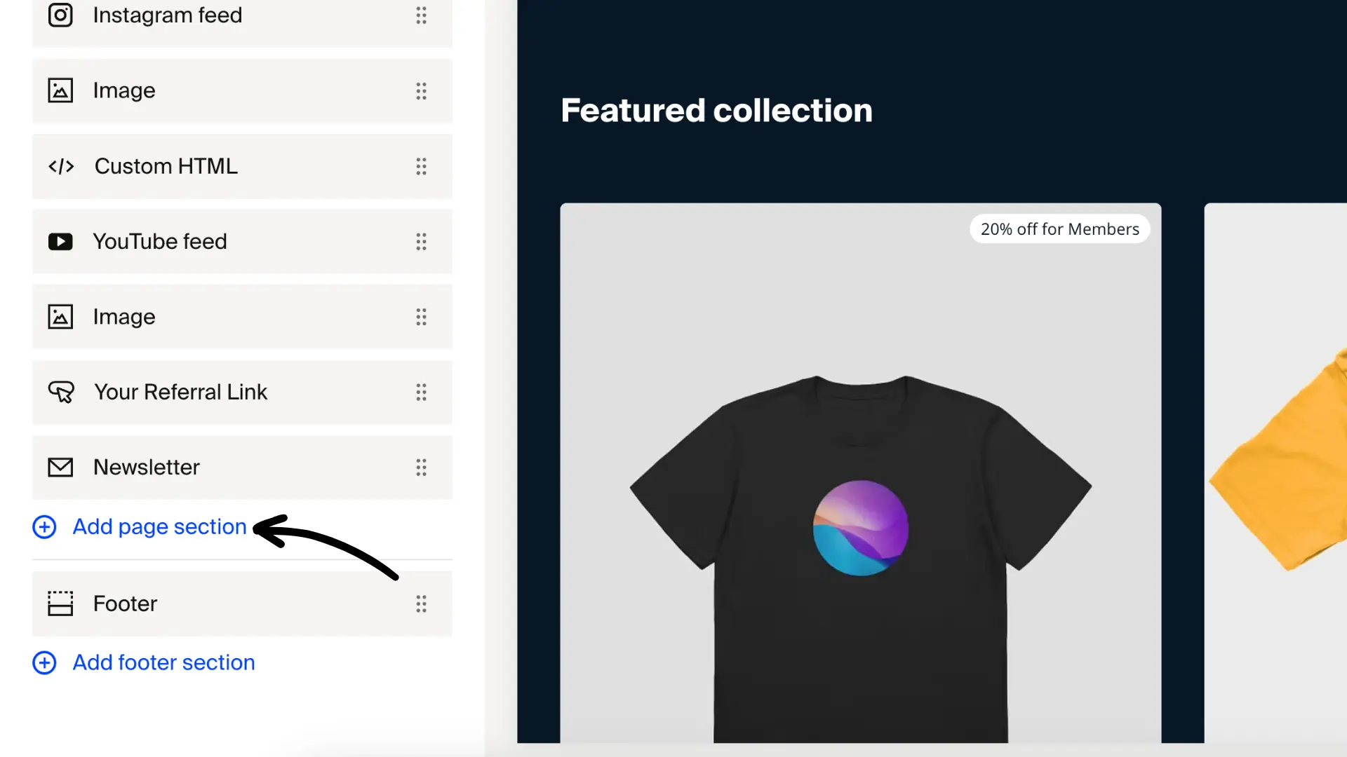 Click on Add page section
