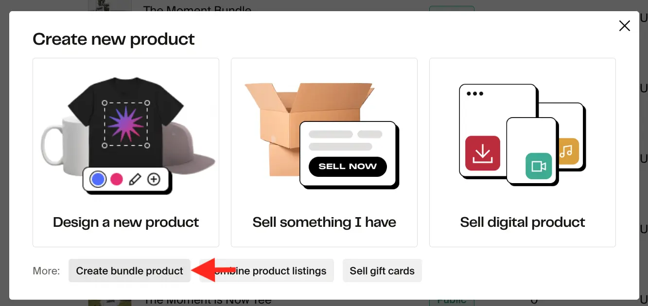 Creating new product screen
