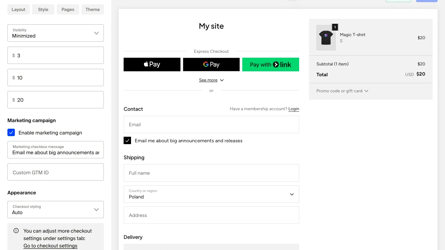 Panel Check Out Customizing Checkout and Purchase Flow Pages | Fourthwall Help Center