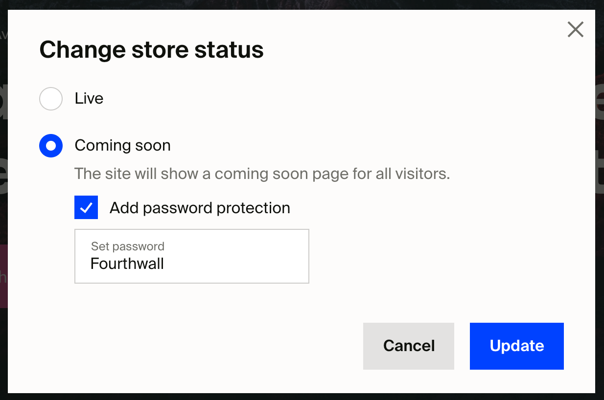 How do I change the status of my store? – Fourthwall