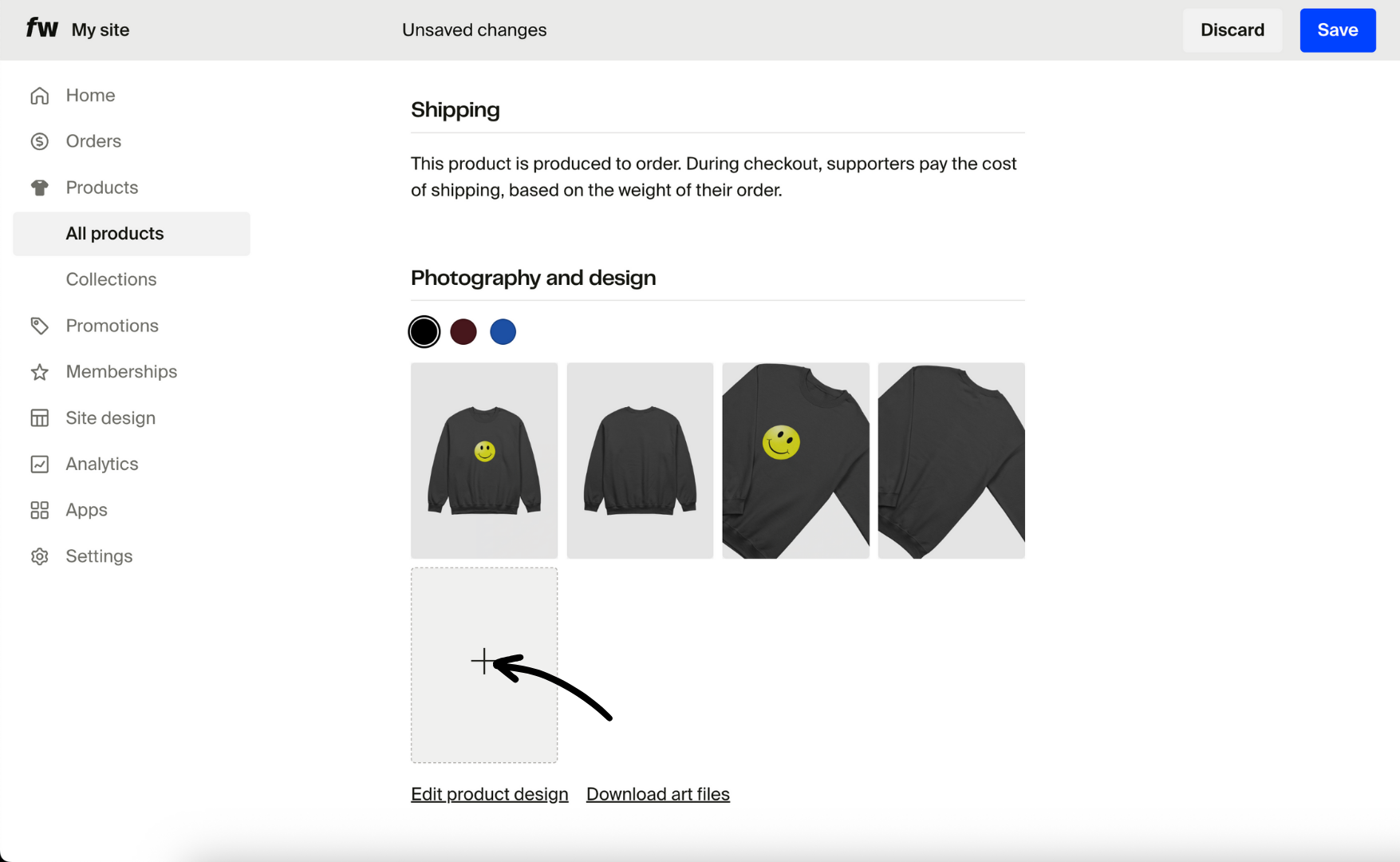 Click the plus button to upload your mockup.png