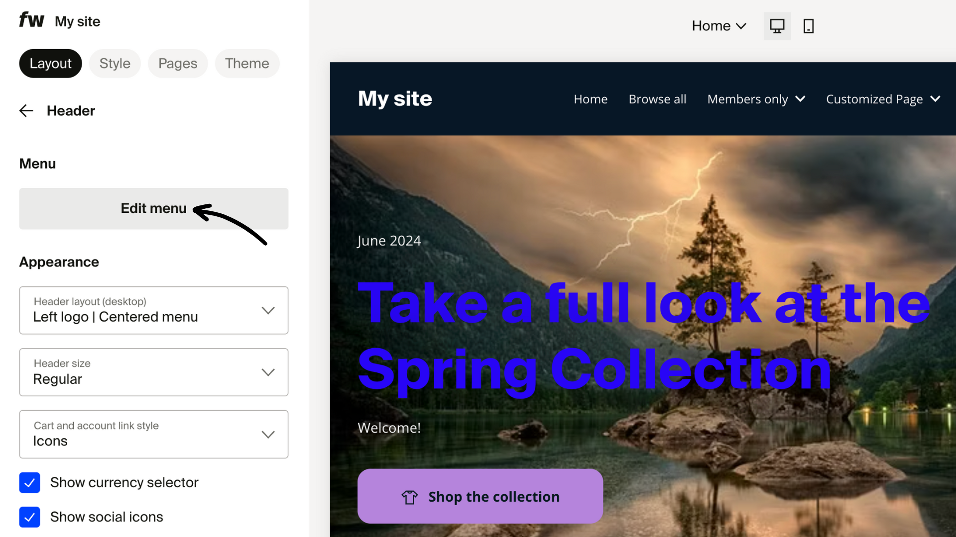 Edit the Header menu.png