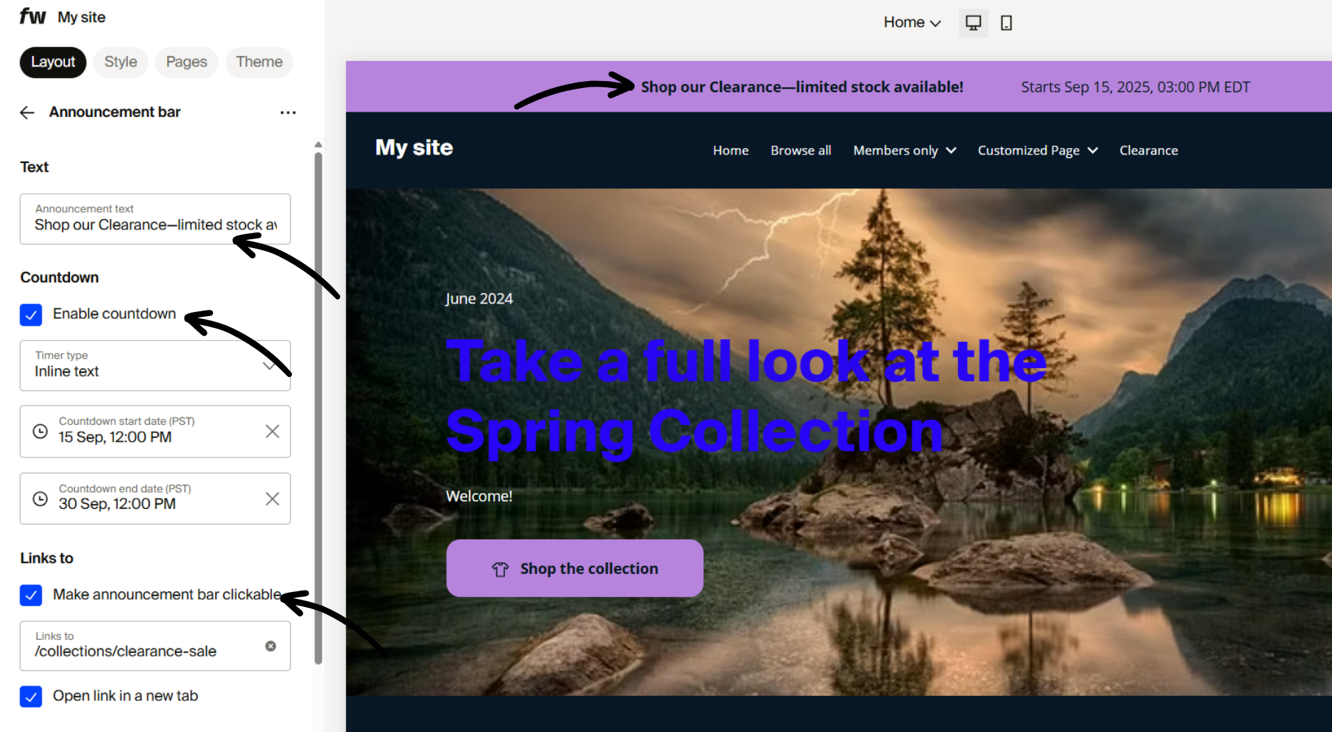 Configure announcement for collection.png