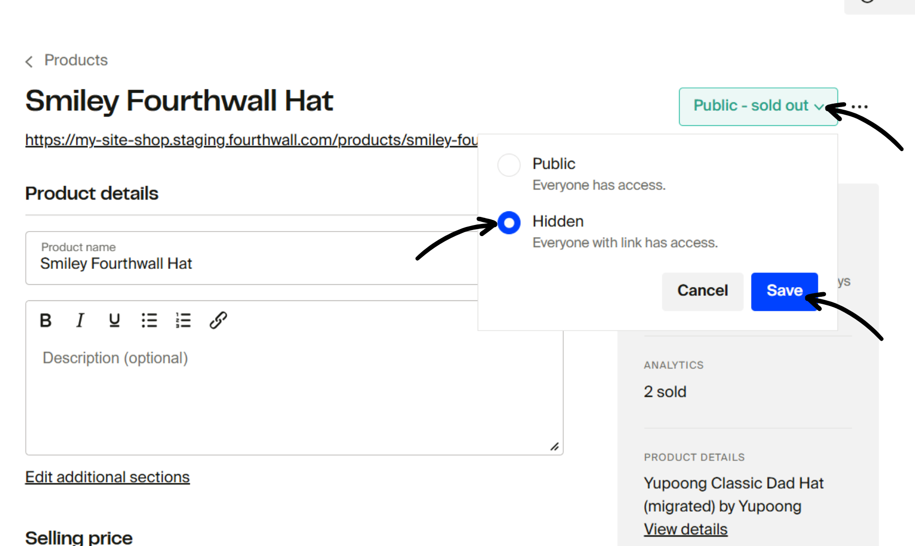 Mark product as Hidden and Save.png