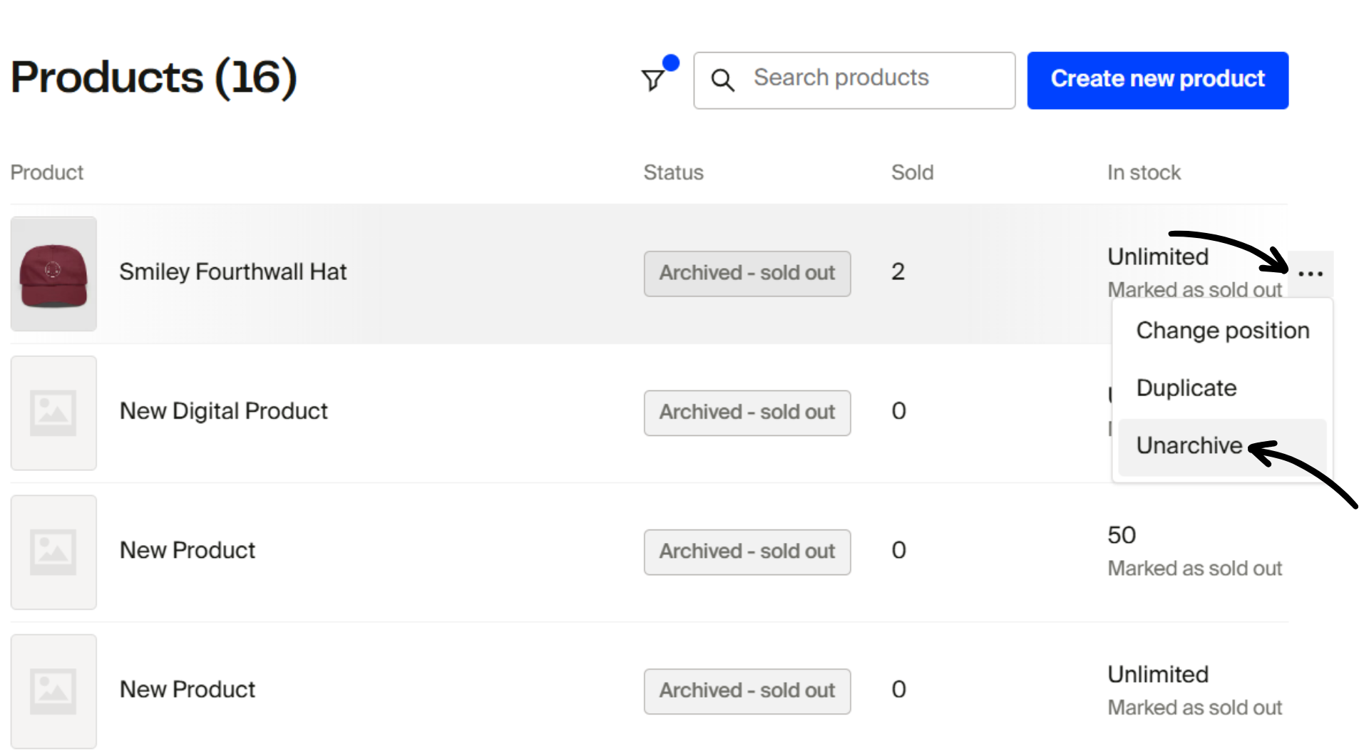 Unarchive a product.png