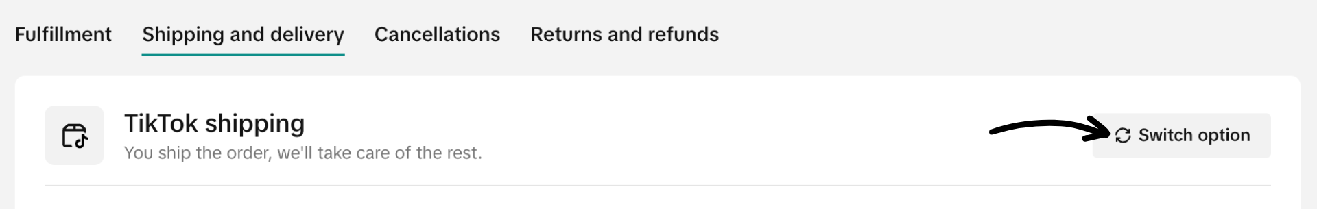 Click on Switch option for TikTok shipping.png