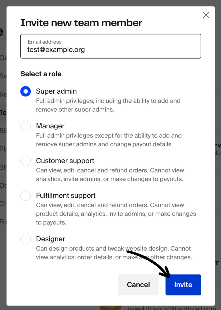 Invite member - email address and role.png