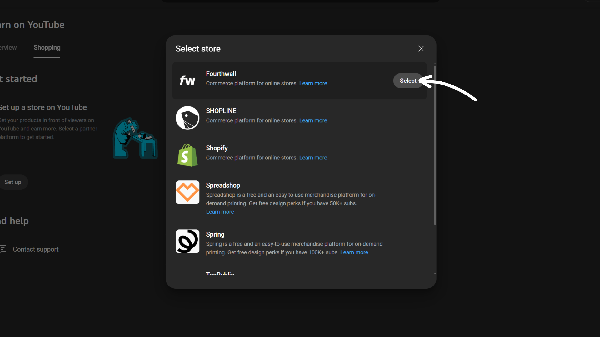 Hover on Fourthwall and click Select.png