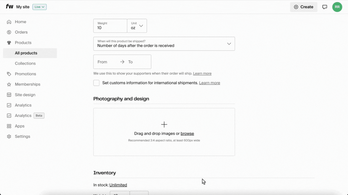 GIF - FW - Add and organize product photos.gif