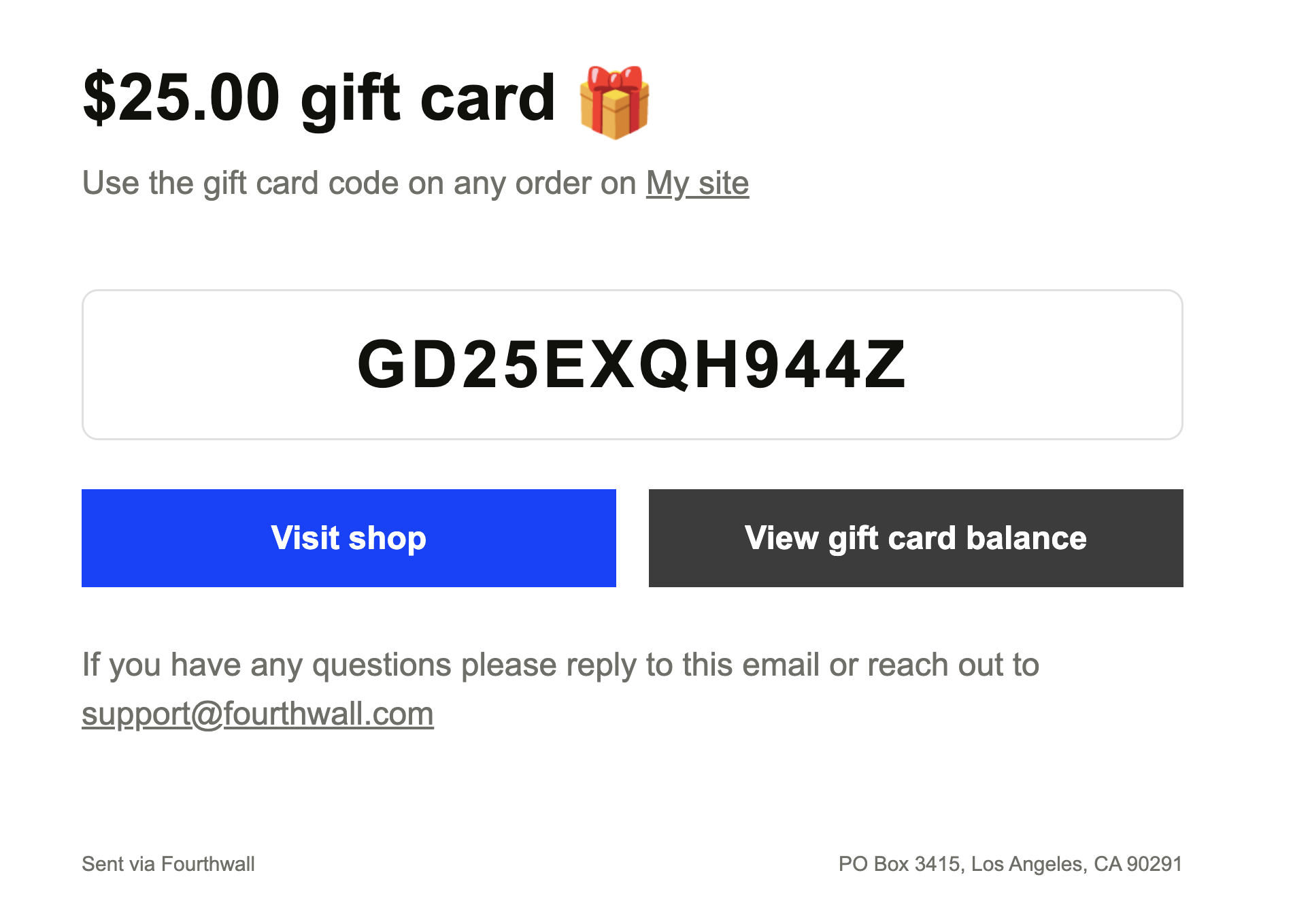 Gift card email