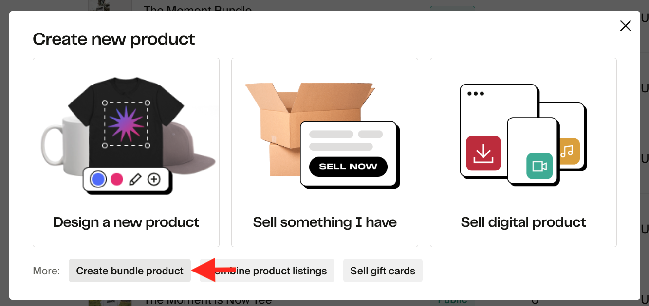Creating new product screen