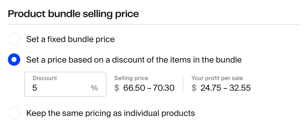 Bundle selling price screenshot