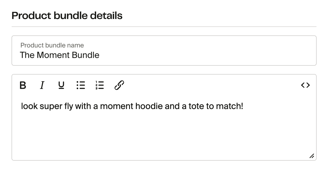 Product bundle details screenshot