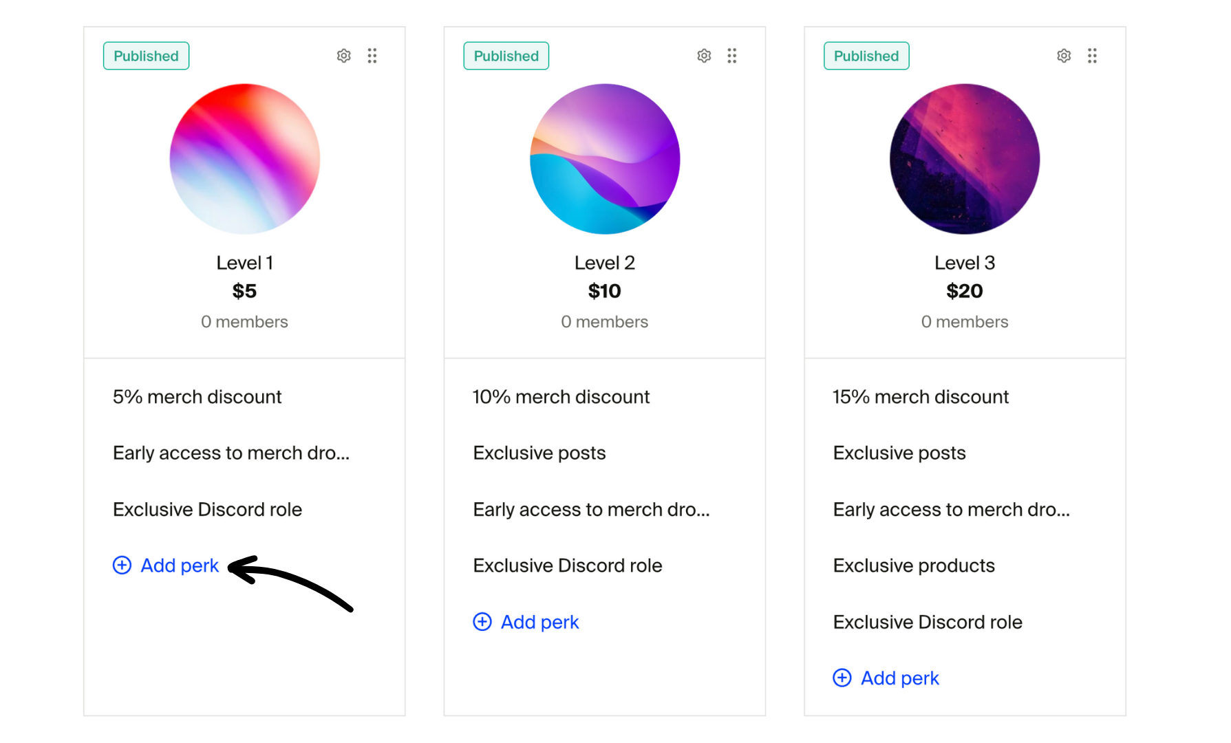Click Add perk in the Membership tier.png